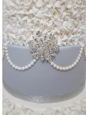 Dove Grey Ruffle Wedding Cake1